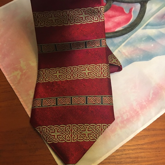 Patrick Francis pure silk Neck Tie Ireland OS Red and gold - Picture 7 of 8